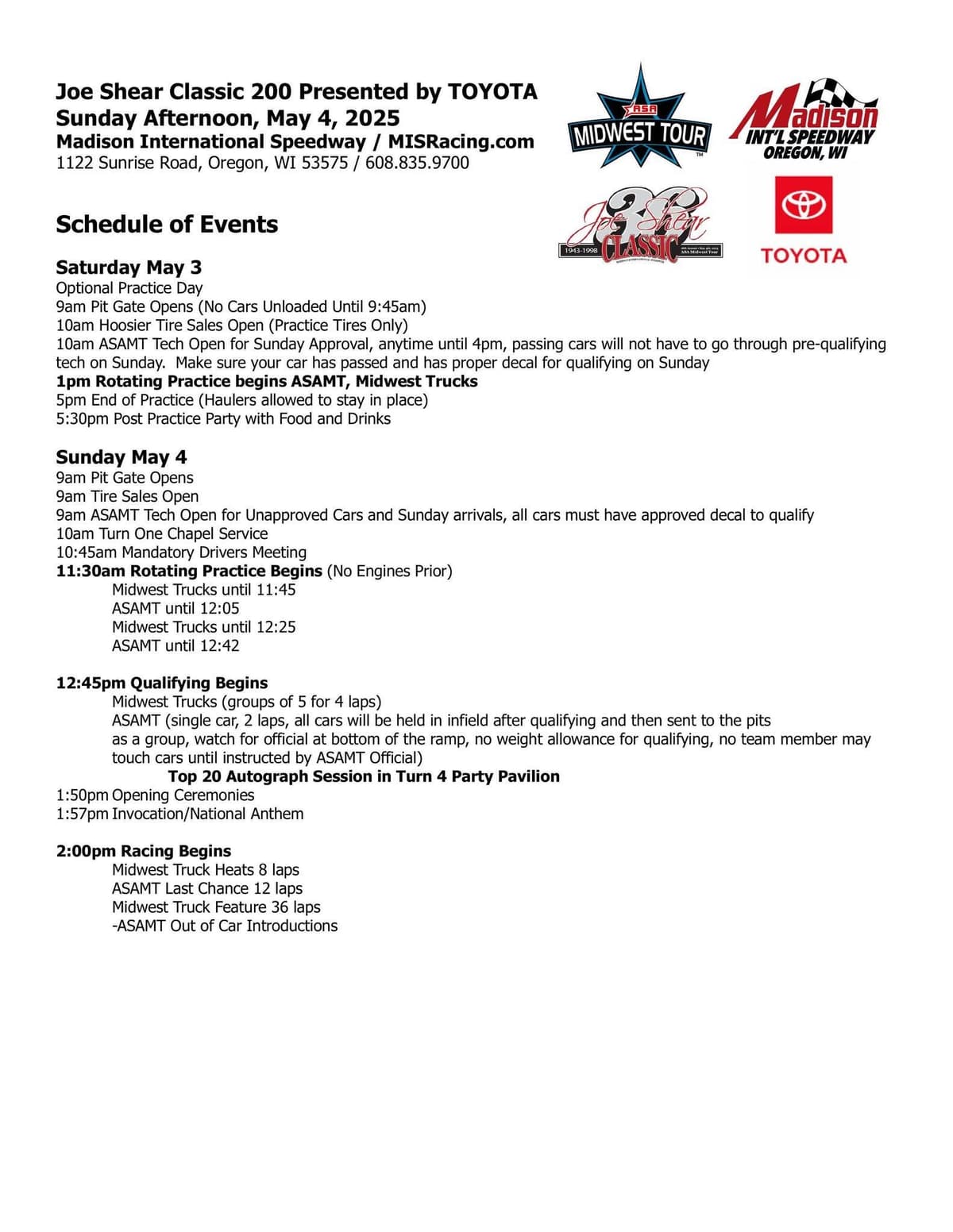 Schedule detail