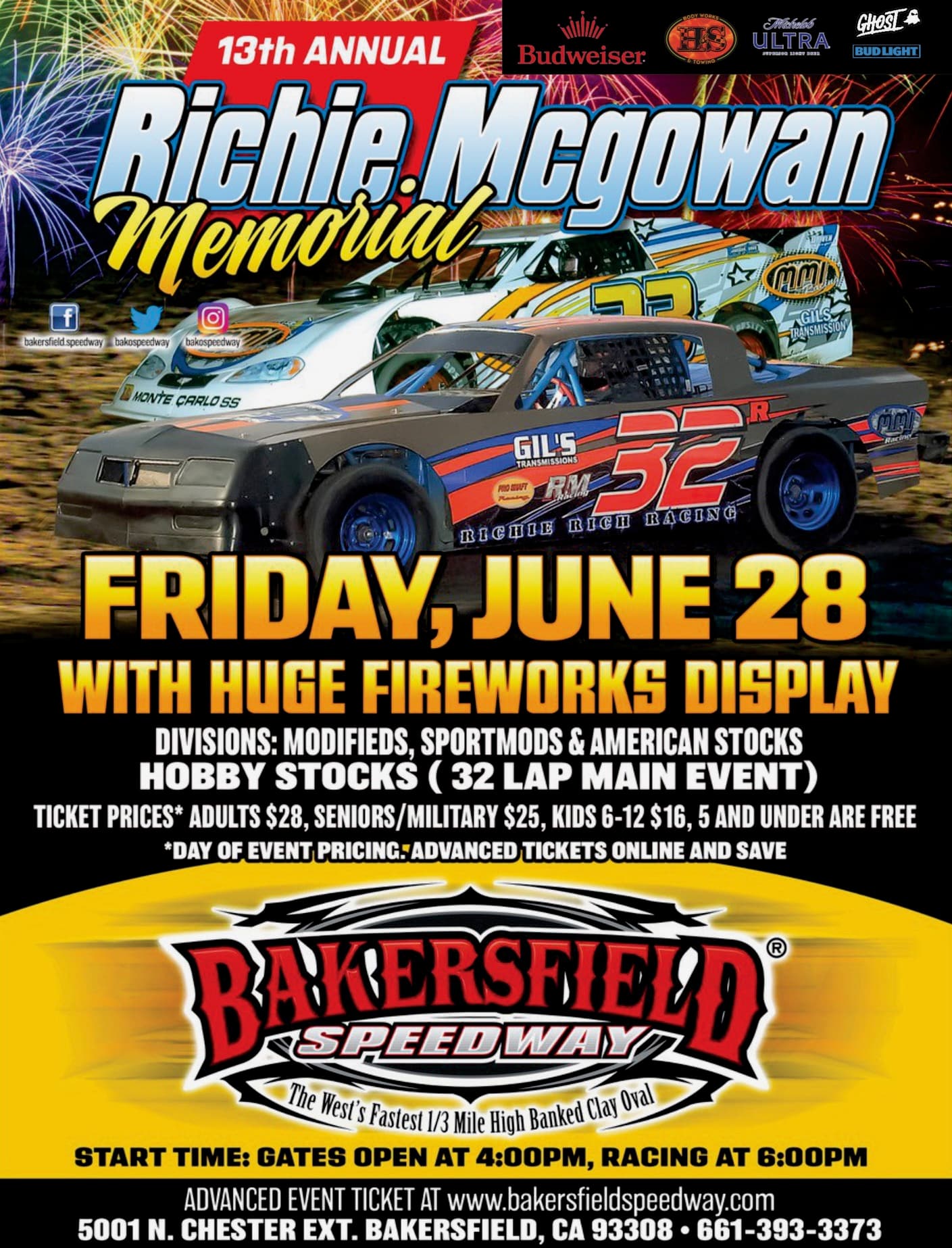 13th Annual Richie McGowan Memorial plus Fireworks promo